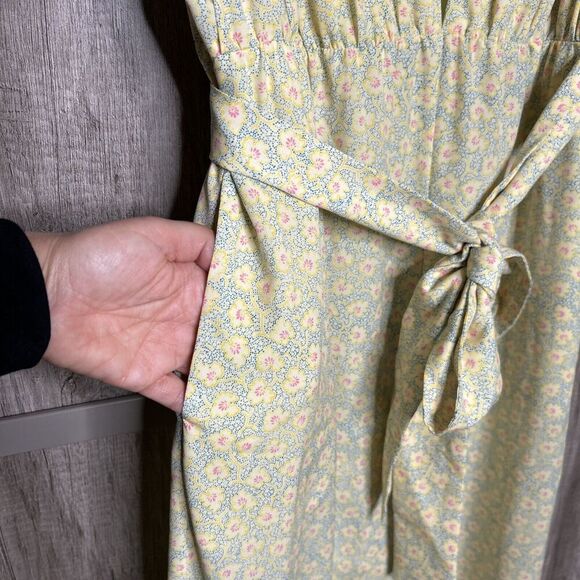 Derek Lam Jumpsuit Deep V Neckline Sleeveless Yellow Floral Print Wide Leg Sz 48 - Picture 8 of 15